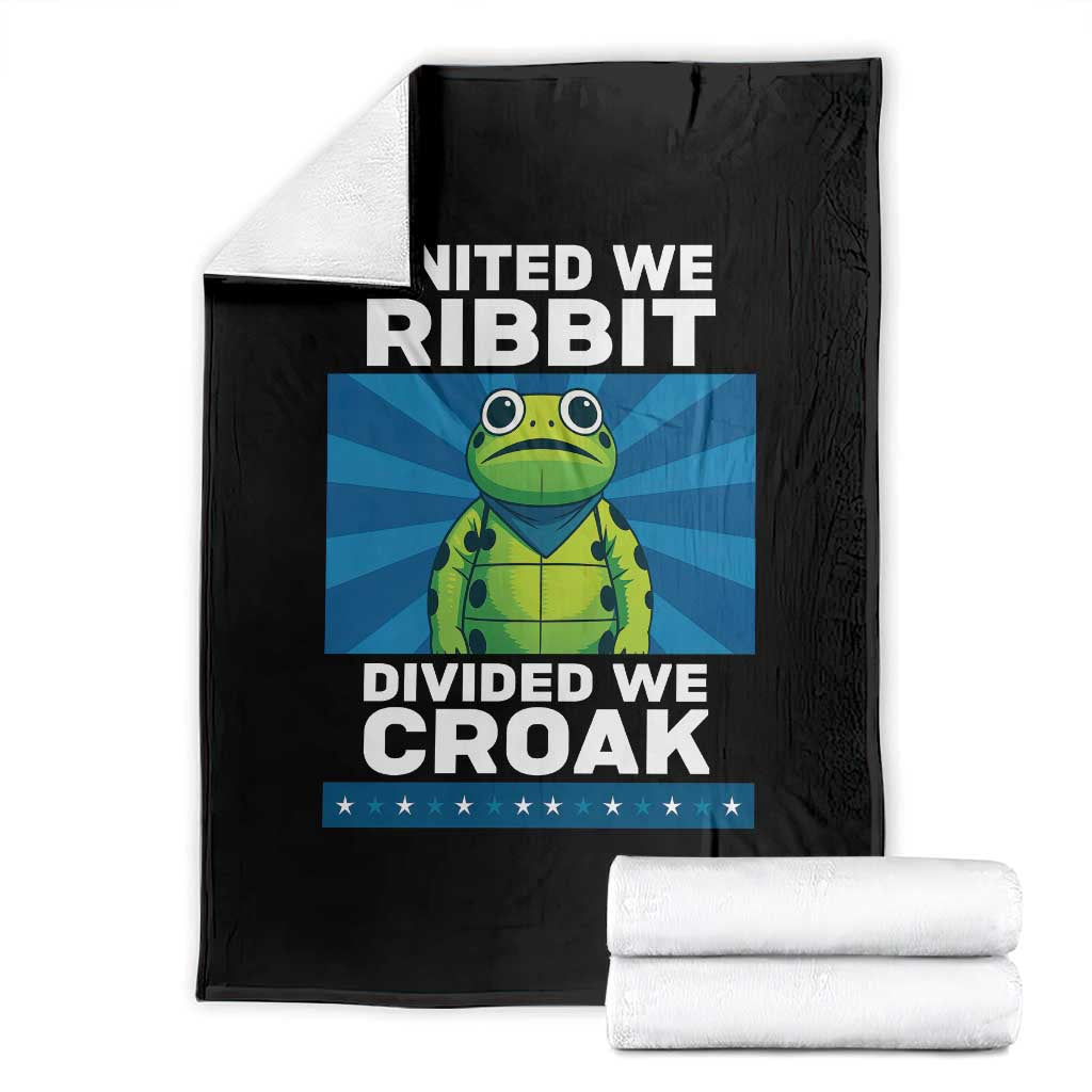 Patriotic Protest Portland Frog Throw Blanket United We Ribbit Divided We Croak Resist - Wonder Print Shop