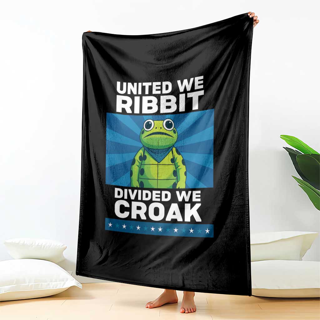 Patriotic Protest Portland Frog Throw Blanket United We Ribbit Divided We Croak Resist - Wonder Print Shop