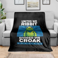 Patriotic Protest Portland Frog Throw Blanket United We Ribbit Divided We Croak Resist - Wonder Print Shop