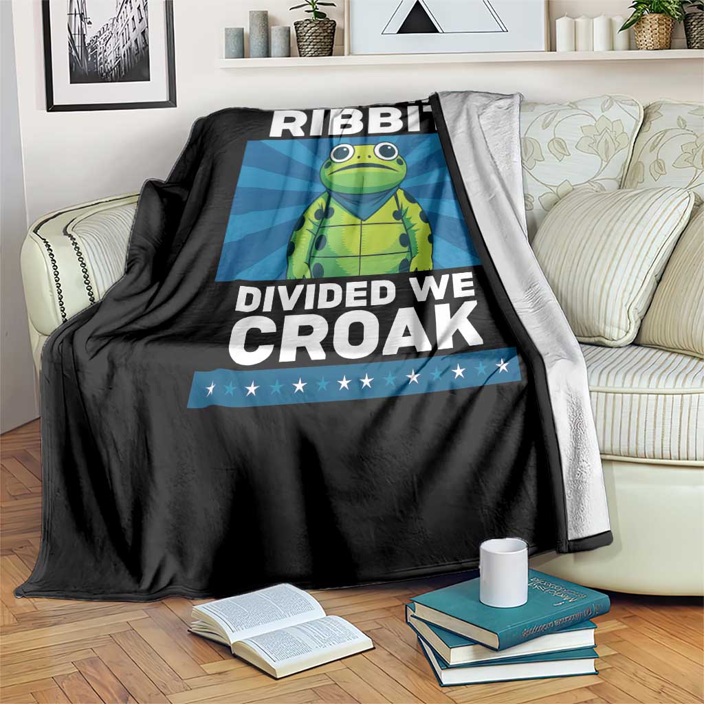 Patriotic Protest Portland Frog Throw Blanket United We Ribbit Divided We Croak Resist - Wonder Print Shop