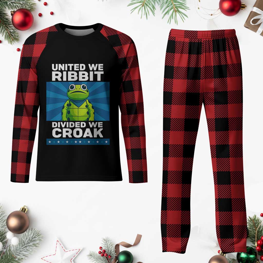 Patriotic Protest Portland Frog Plaid Pajama Set United We Ribbit Divided We Croak Resist - Wonder Print Shop