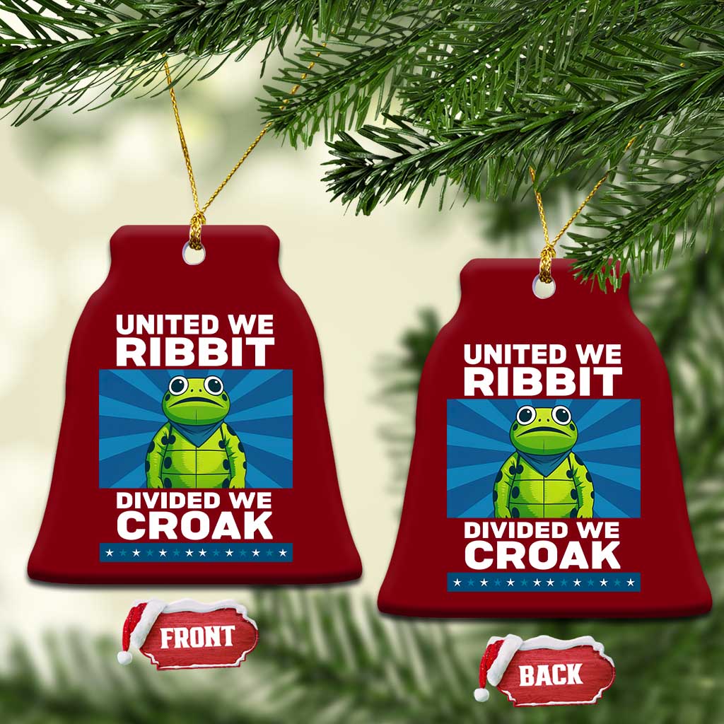 Patriotic Protest Portland Frog Ceramic Ornament United We Ribbit Divided We Croak Resist - Wonder Print Shop