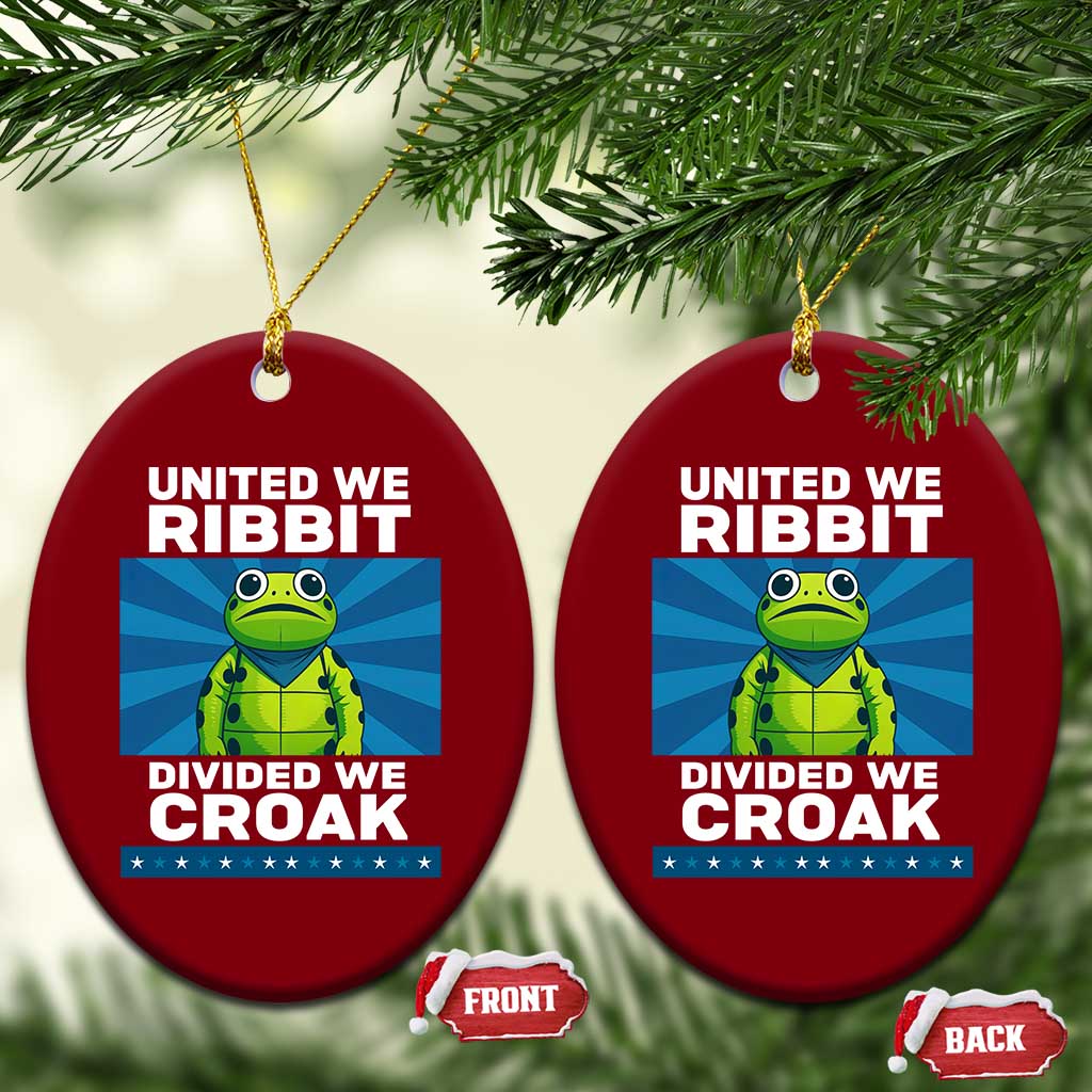 Patriotic Protest Portland Frog Ceramic Ornament United We Ribbit Divided We Croak Resist - Wonder Print Shop