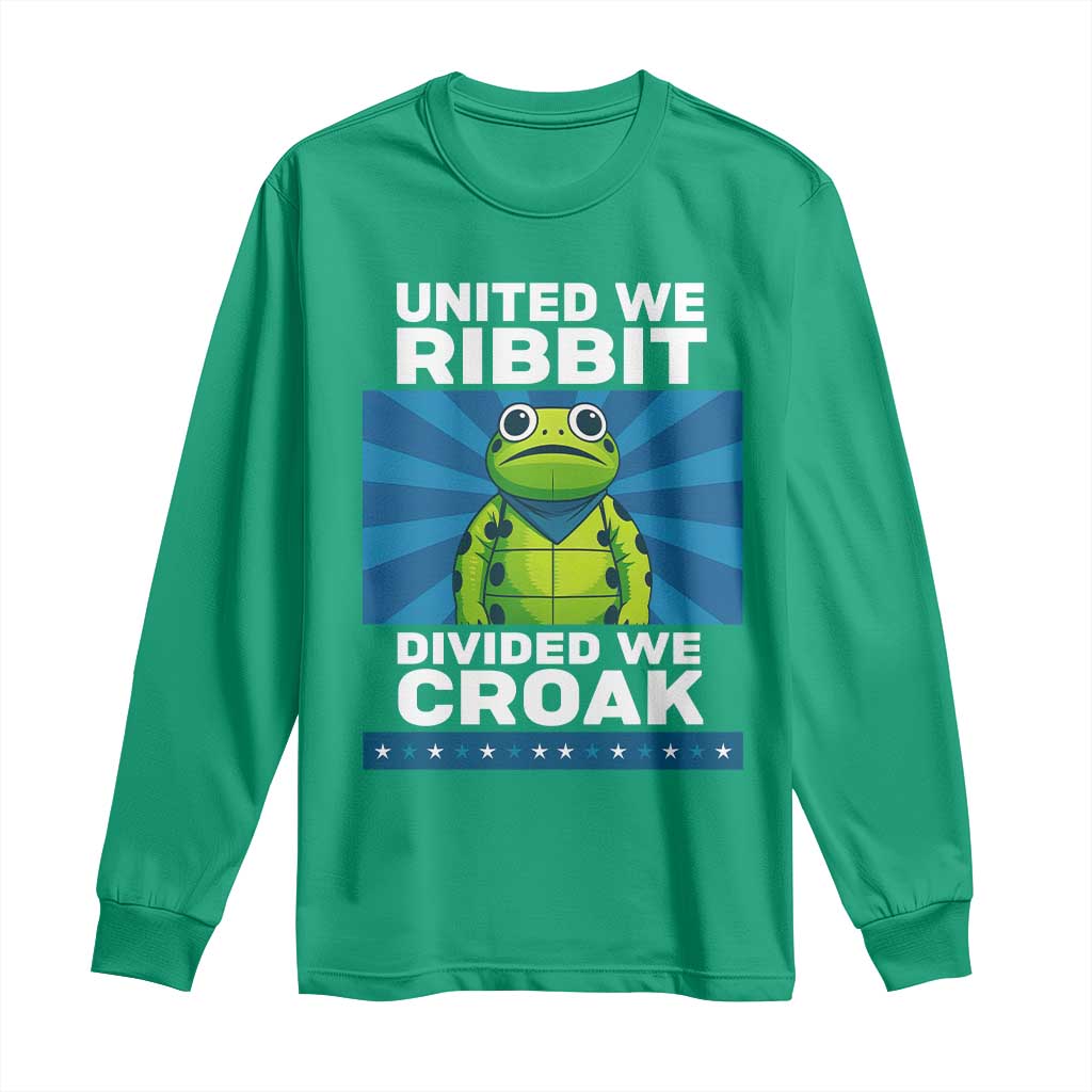 Patriotic Protest Portland Frog Long Sleeve Shirt United We Ribbit Divided We Croak Resist - Wonder Print Shop