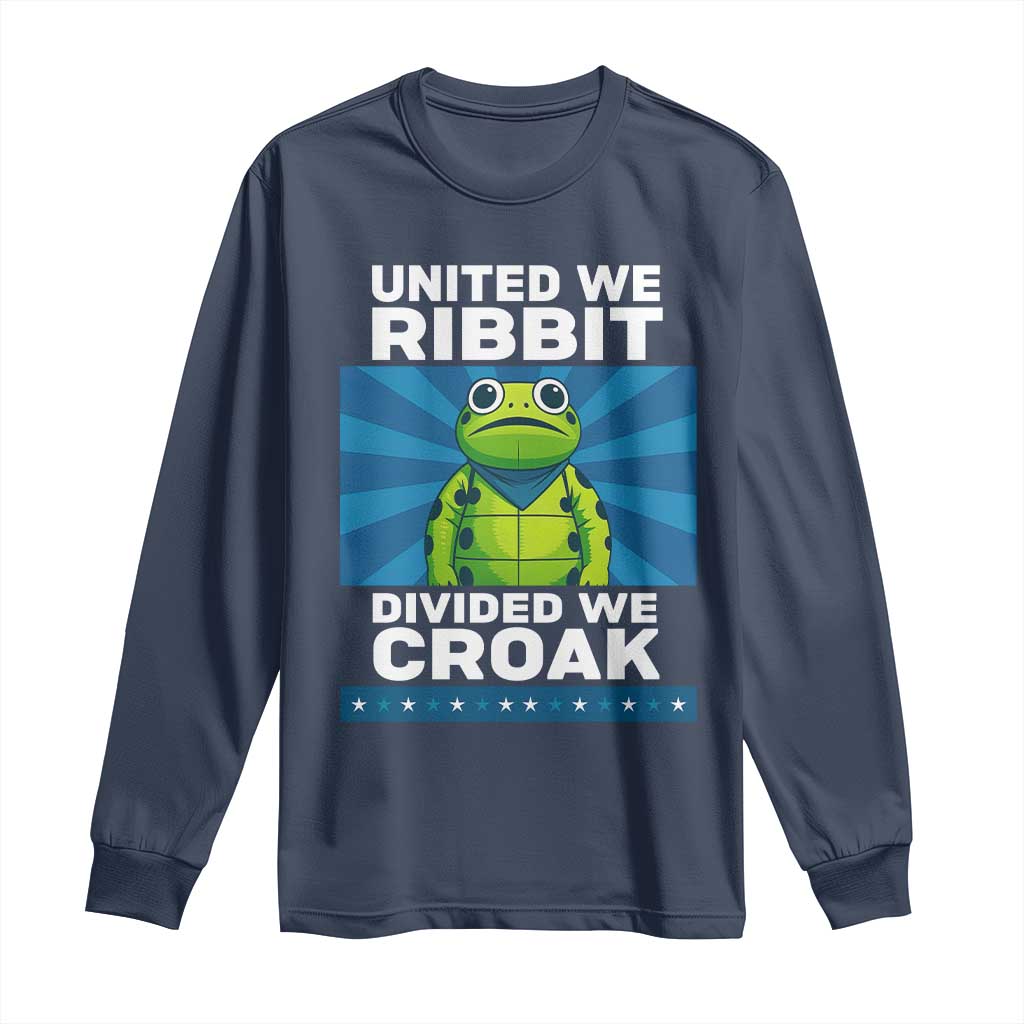 Patriotic Protest Portland Frog Long Sleeve Shirt United We Ribbit Divided We Croak Resist - Wonder Print Shop