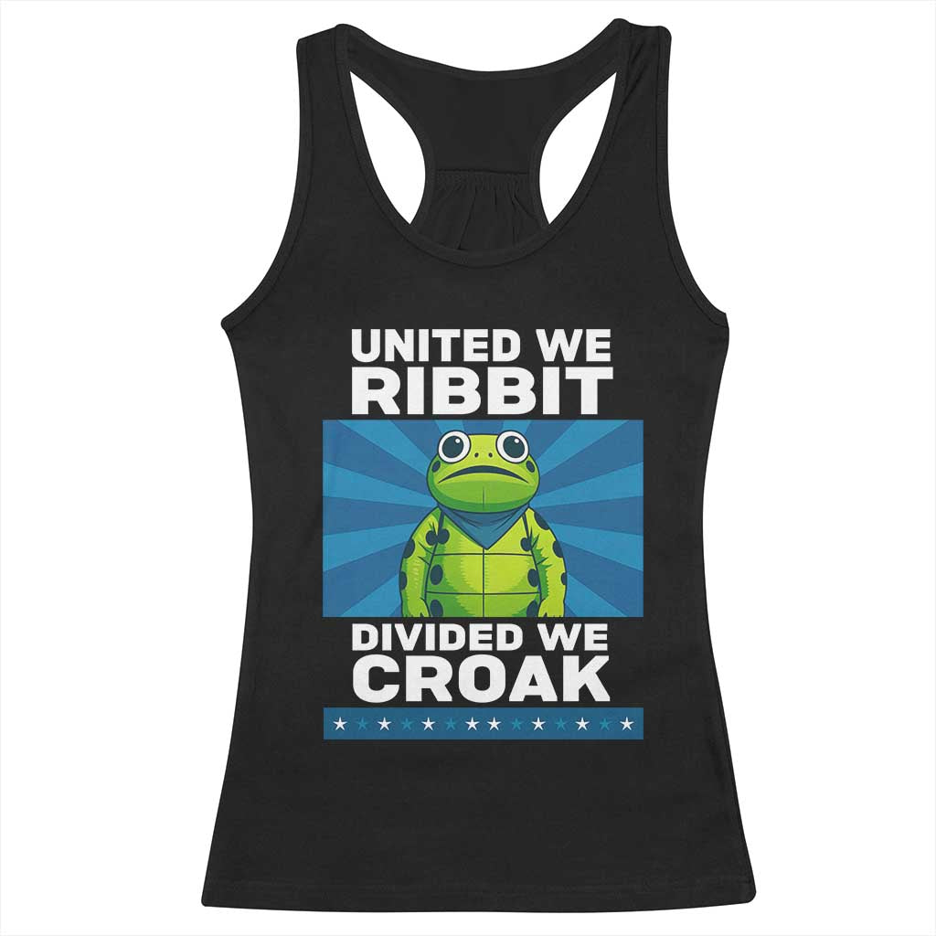 Patriotic Protest Portland Frog Racerback Tank Top United We Ribbit Divided We Croak Resist - Wonder Print Shop