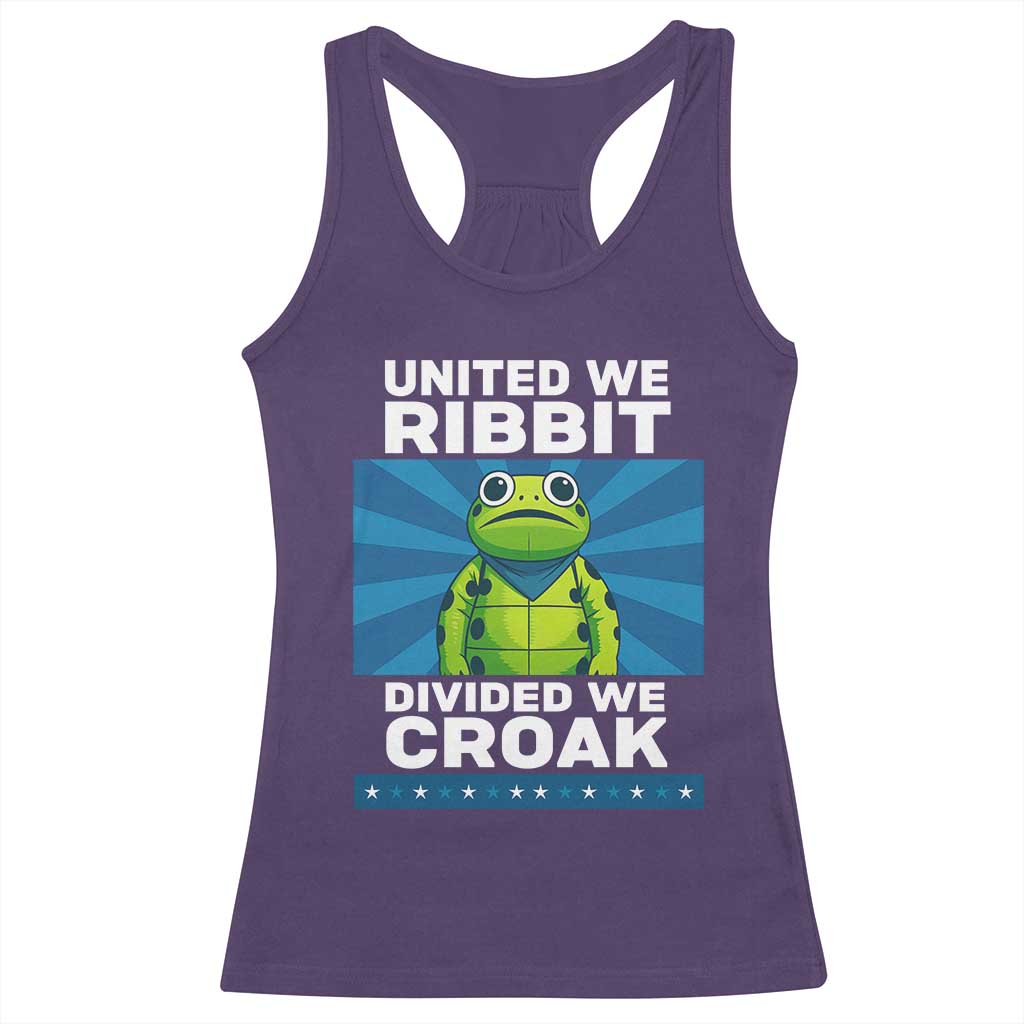 Patriotic Protest Portland Frog Racerback Tank Top United We Ribbit Divided We Croak Resist - Wonder Print Shop
