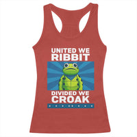 Patriotic Protest Portland Frog Racerback Tank Top United We Ribbit Divided We Croak Resist - Wonder Print Shop