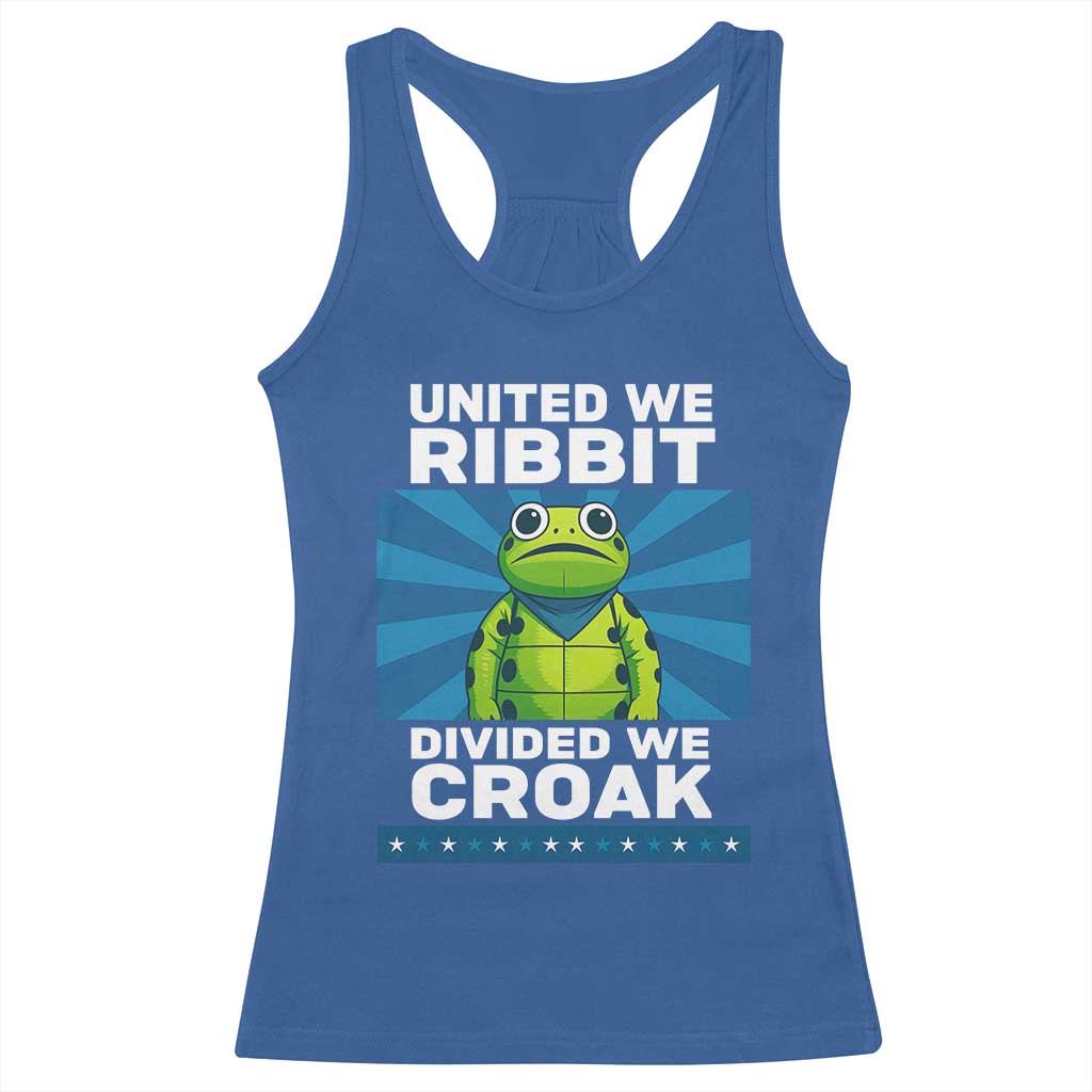 Patriotic Protest Portland Frog Racerback Tank Top United We Ribbit Divided We Croak Resist - Wonder Print Shop