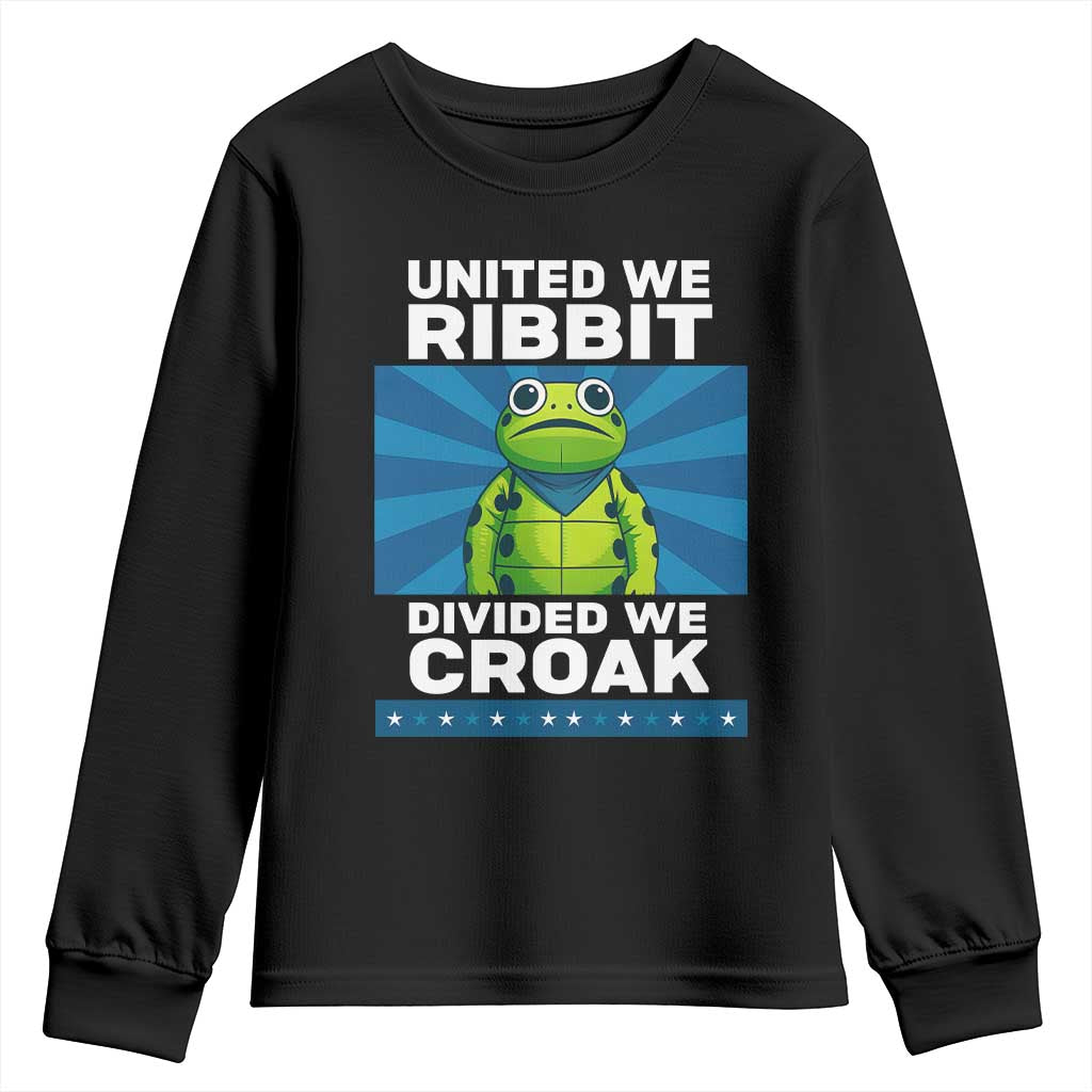 Patriotic Protest Portland Frog Youth Sweatshirt United We Ribbit Divided We Croak Resist - Wonder Print Shop