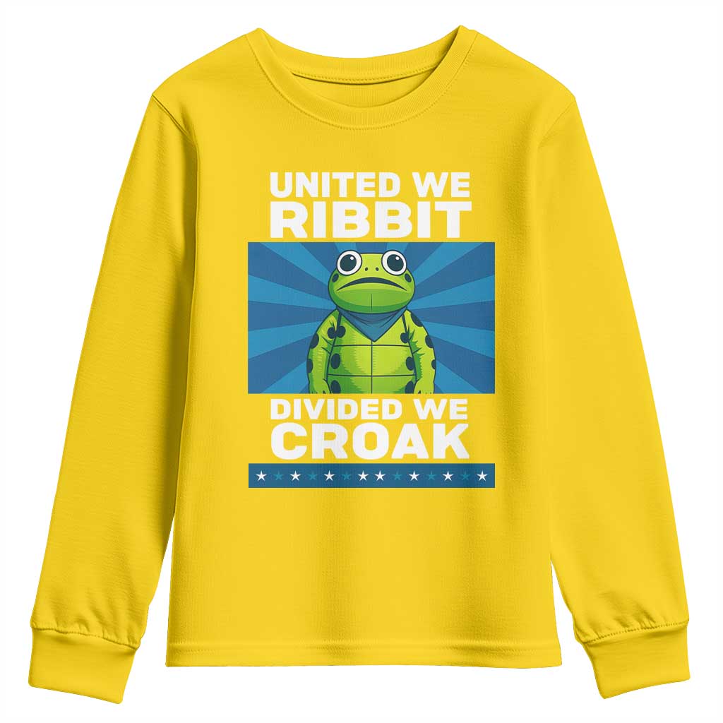 Patriotic Protest Portland Frog Youth Sweatshirt United We Ribbit Divided We Croak Resist - Wonder Print Shop