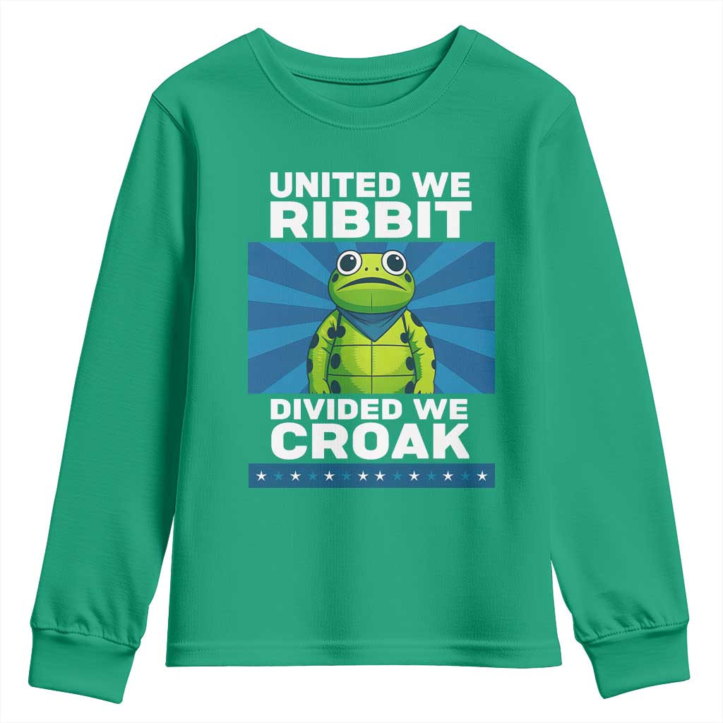Patriotic Protest Portland Frog Youth Sweatshirt United We Ribbit Divided We Croak Resist - Wonder Print Shop
