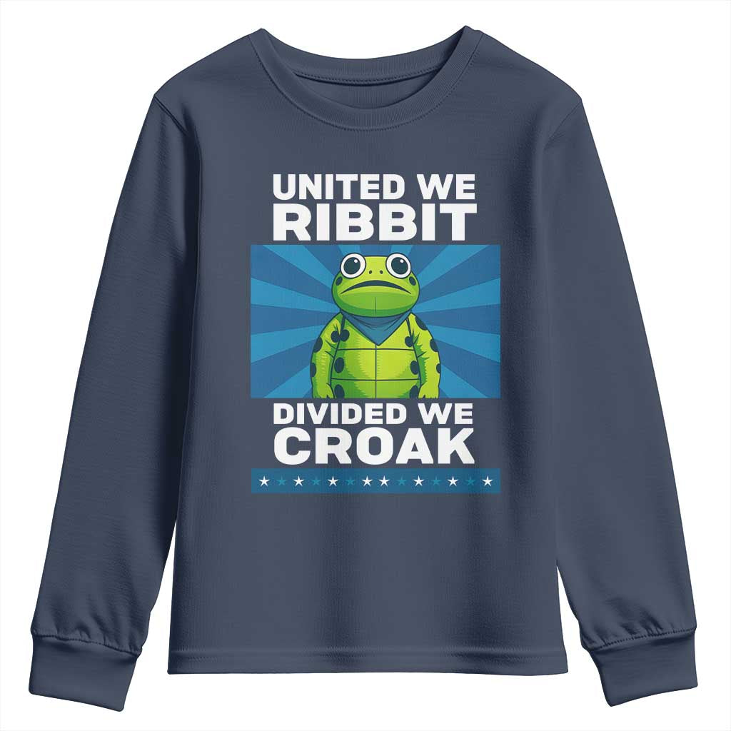 Patriotic Protest Portland Frog Youth Sweatshirt United We Ribbit Divided We Croak Resist - Wonder Print Shop