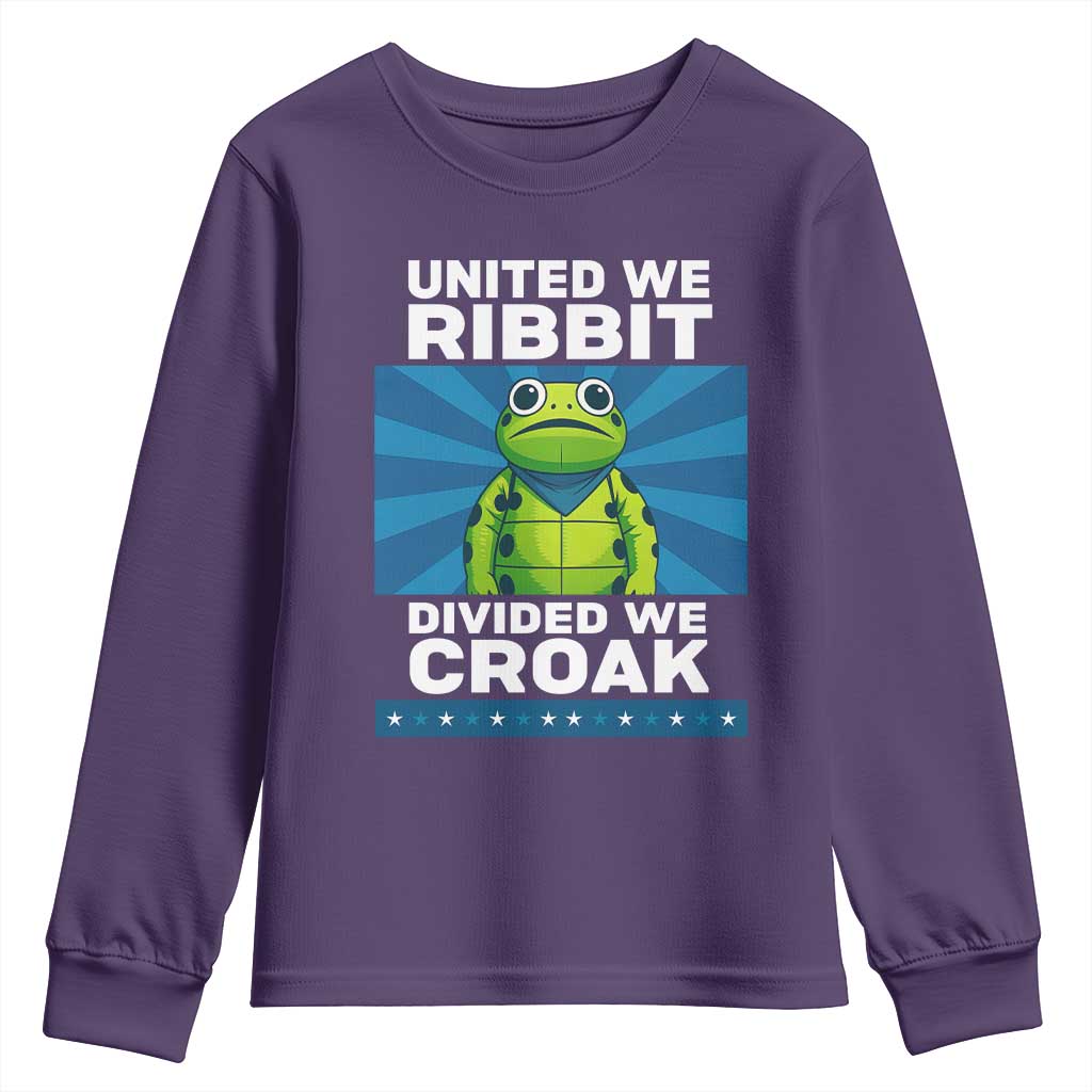 Patriotic Protest Portland Frog Youth Sweatshirt United We Ribbit Divided We Croak Resist - Wonder Print Shop