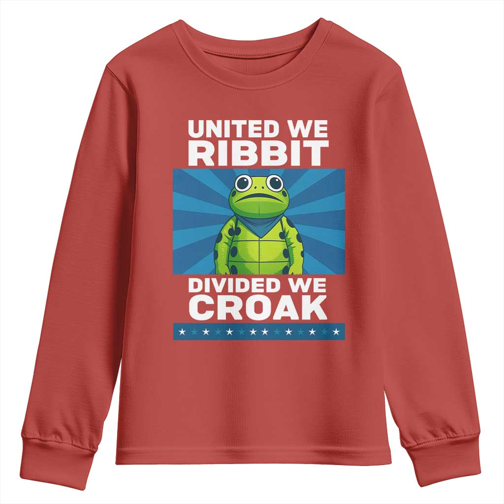 Patriotic Protest Portland Frog Youth Sweatshirt United We Ribbit Divided We Croak Resist - Wonder Print Shop