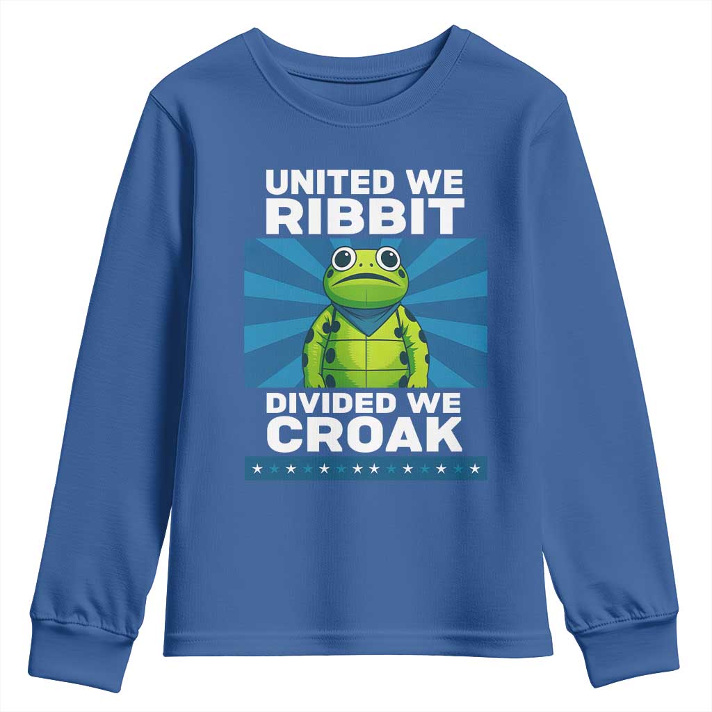 Patriotic Protest Portland Frog Youth Sweatshirt United We Ribbit Divided We Croak Resist - Wonder Print Shop