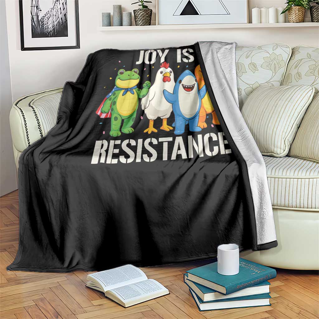 Portland Protest Inflatable Mascot Parade Throw Blanket Joy Is Resistance Resist Frog Shark Chicken Dino - Wonder Print Shop
