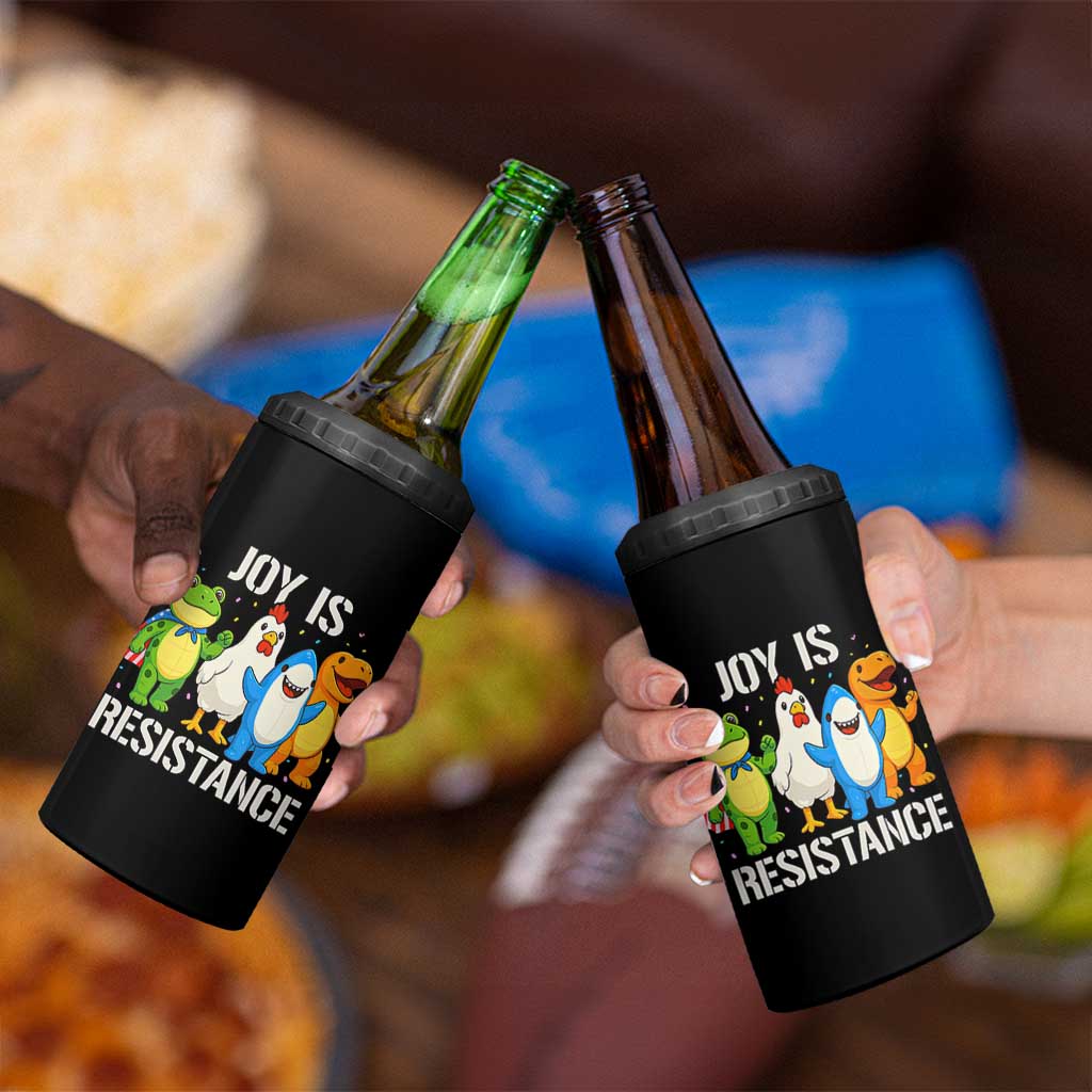Portland Protest Inflatable Mascot Parade 4 in 1 Can Cooler Tumbler Joy Is Resistance Resist Frog Shark Chicken Dino - Wonder Print Shop