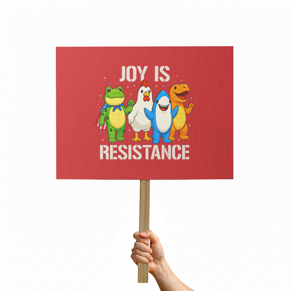Portland Protest Inflatable Mascot Parade Protest Sign Joy Is Resistance Resist Frog Shark Chicken Dino - Wonder Print Shop