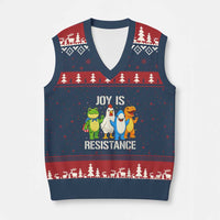 Portland Protest Inflatable Mascot Parade V-Neck Knit Sweater Vest Joy Is Resistance Resist Frog Shark Chicken Dino - Wonder Print Shop