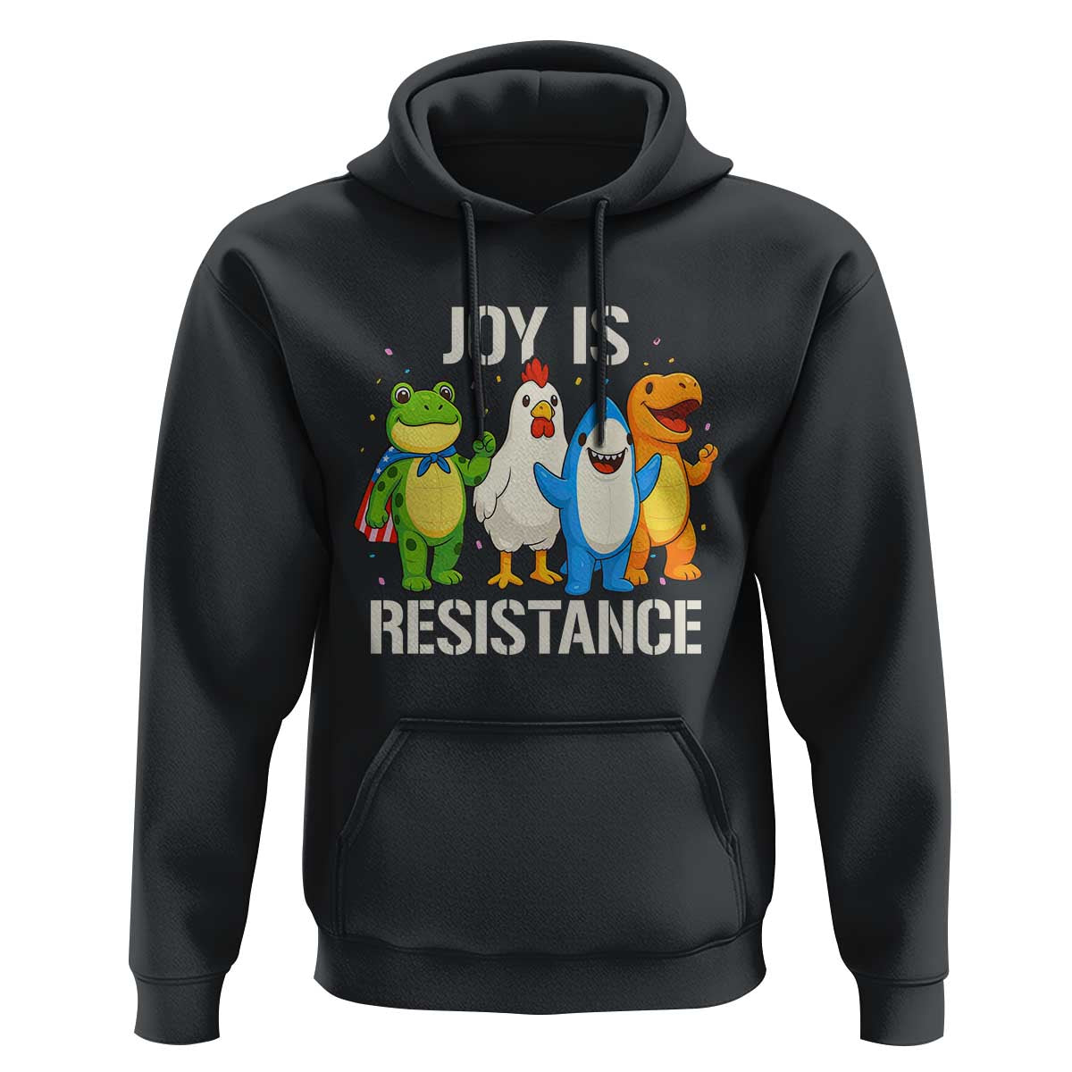 Portland Protest Inflatable Mascot Parade Hoodie Joy Is Resistance Resist Frog Shark Chicken Dino - Wonder Print Shop