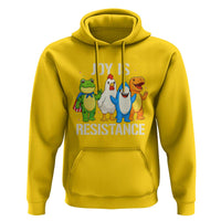 Portland Protest Inflatable Mascot Parade Hoodie Joy Is Resistance Resist Frog Shark Chicken Dino - Wonder Print Shop