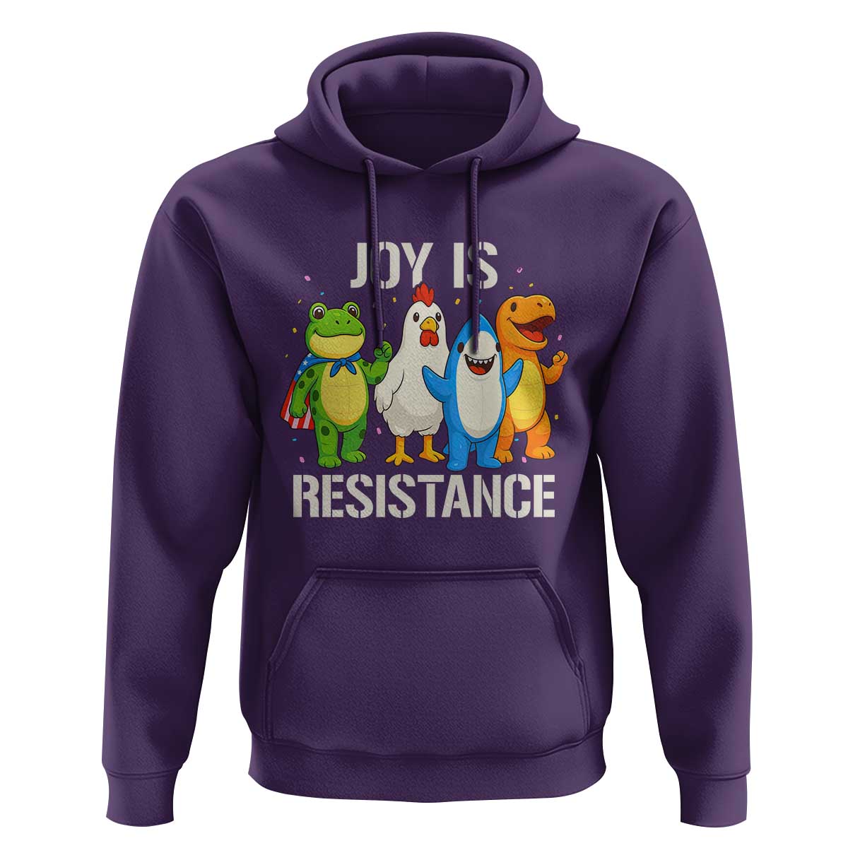 Portland Protest Inflatable Mascot Parade Hoodie Joy Is Resistance Resist Frog Shark Chicken Dino - Wonder Print Shop