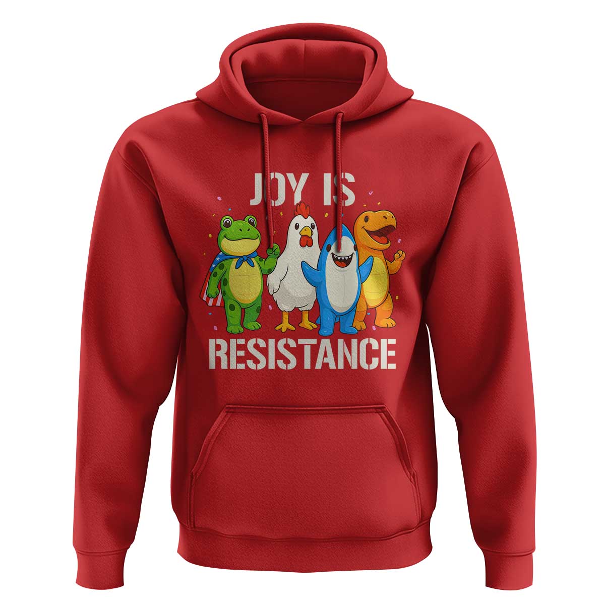 Portland Protest Inflatable Mascot Parade Hoodie Joy Is Resistance Resist Frog Shark Chicken Dino - Wonder Print Shop