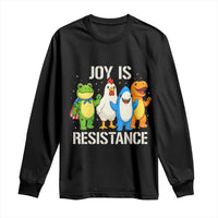Portland Protest Inflatable Mascot Parade Long Sleeve Shirt Joy Is Resistance Resist Frog Shark Chicken Dino - Wonder Print Shop