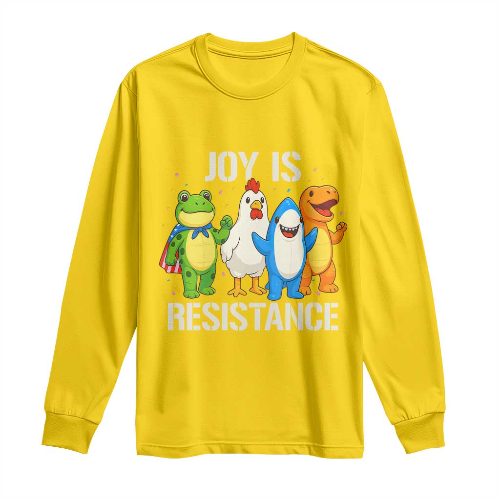 Portland Protest Inflatable Mascot Parade Long Sleeve Shirt Joy Is Resistance Resist Frog Shark Chicken Dino - Wonder Print Shop