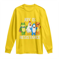 Portland Protest Inflatable Mascot Parade Long Sleeve Shirt Joy Is Resistance Resist Frog Shark Chicken Dino - Wonder Print Shop