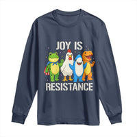 Portland Protest Inflatable Mascot Parade Long Sleeve Shirt Joy Is Resistance Resist Frog Shark Chicken Dino - Wonder Print Shop