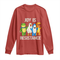 Portland Protest Inflatable Mascot Parade Long Sleeve Shirt Joy Is Resistance Resist Frog Shark Chicken Dino - Wonder Print Shop
