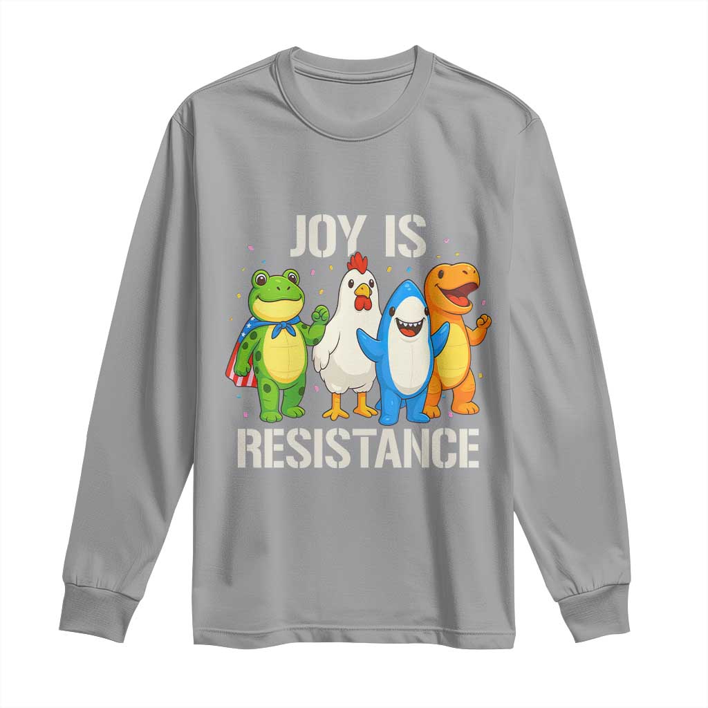 Portland Protest Inflatable Mascot Parade Long Sleeve Shirt Joy Is Resistance Resist Frog Shark Chicken Dino - Wonder Print Shop