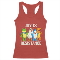 Portland Protest Inflatable Mascot Parade Racerback Tank Top Joy Is Resistance Resist Frog Shark Chicken Dino - Wonder Print Shop