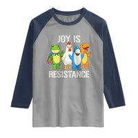 Portland Protest Inflatable Mascot Parade Raglan Shirt Joy Is Resistance Resist Frog Shark Chicken Dino - Wonder Print Shop