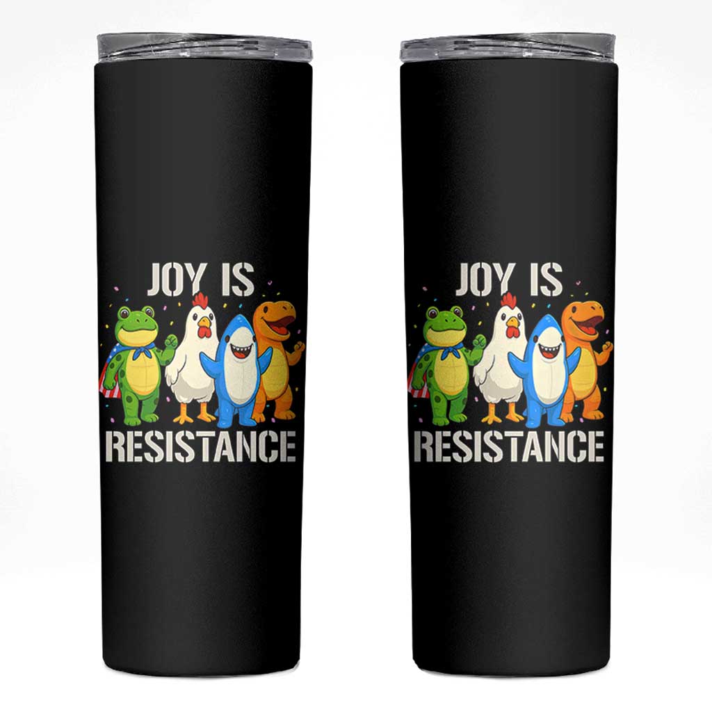 Portland Protest Inflatable Mascot Parade Skinny Tumbler Joy Is Resistance Resist Frog Shark Chicken Dino - Wonder Print Shop