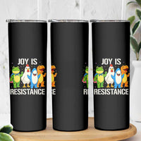 Portland Protest Inflatable Mascot Parade Skinny Tumbler Joy Is Resistance Resist Frog Shark Chicken Dino - Wonder Print Shop