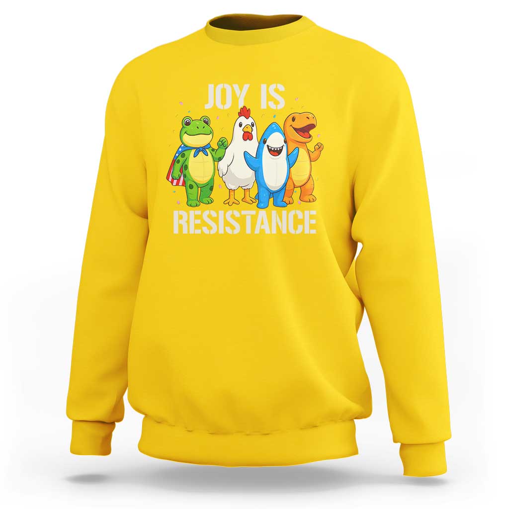 Portland Protest Inflatable Mascot Parade Sweatshirt Joy Is Resistance Resist Frog Shark Chicken Dino - Wonder Print Shop