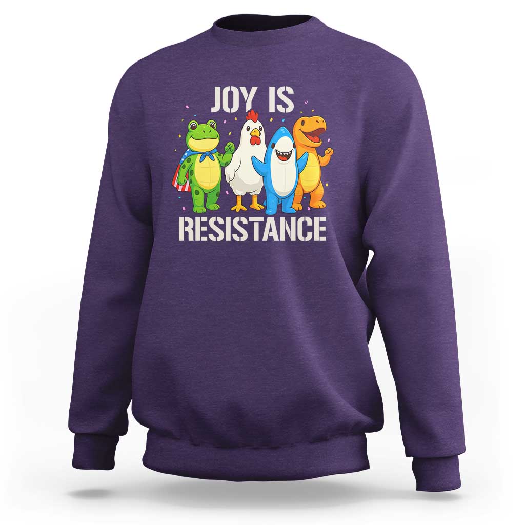 Portland Protest Inflatable Mascot Parade Sweatshirt Joy Is Resistance Resist Frog Shark Chicken Dino - Wonder Print Shop