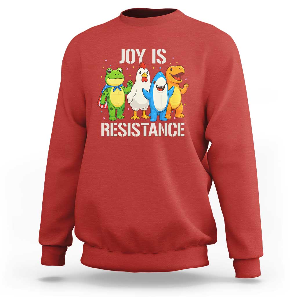 Portland Protest Inflatable Mascot Parade Sweatshirt Joy Is Resistance Resist Frog Shark Chicken Dino - Wonder Print Shop