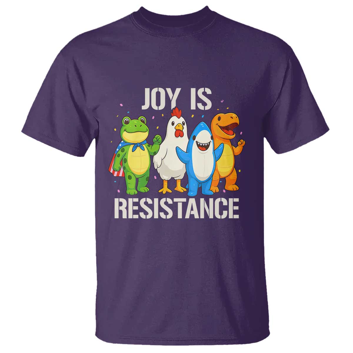 Portland Protest Inflatable Mascot Parade T Shirt Joy Is Resistance Resist Frog Shark Chicken Dino - Wonder Print Shop