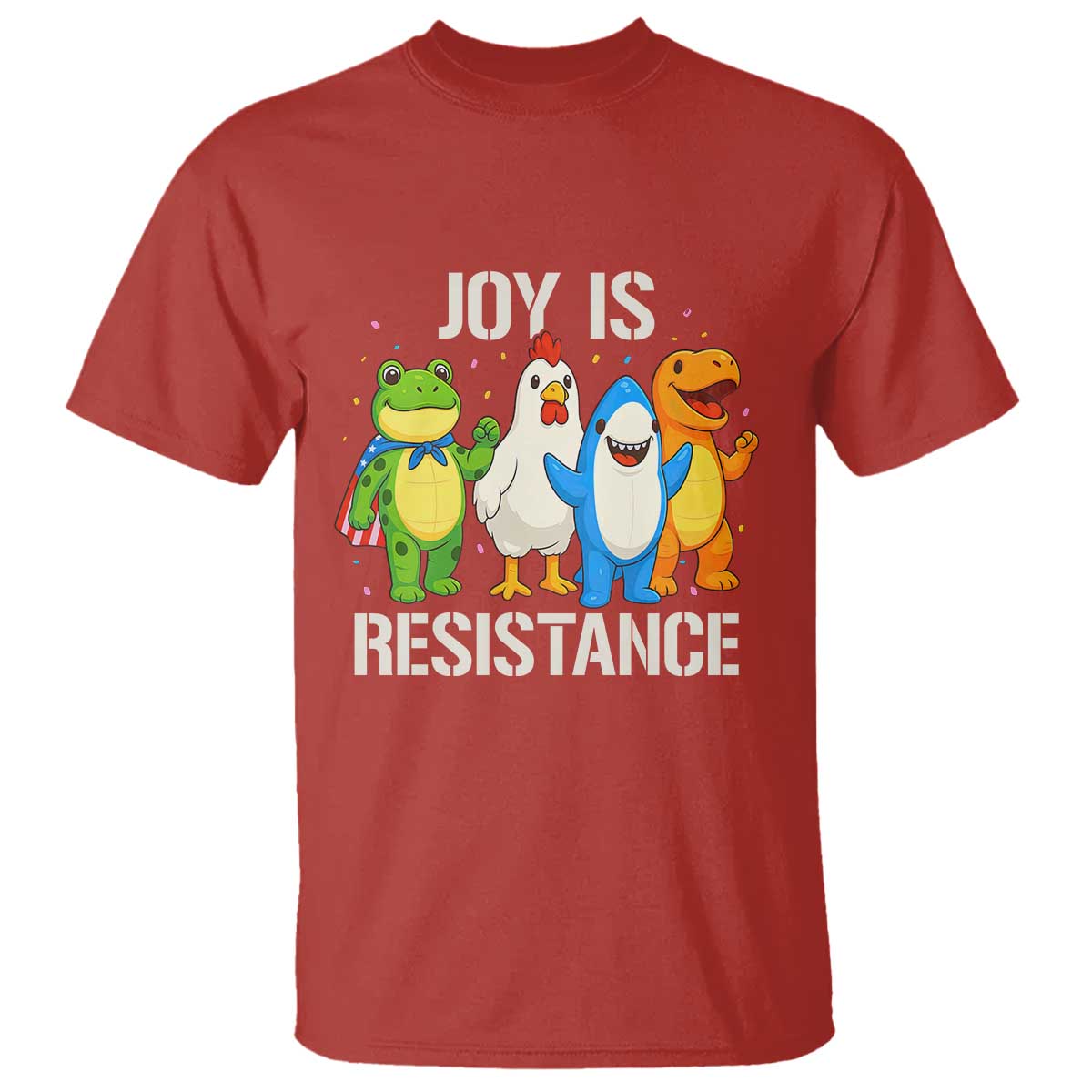 Portland Protest Inflatable Mascot Parade T Shirt Joy Is Resistance Resist Frog Shark Chicken Dino - Wonder Print Shop