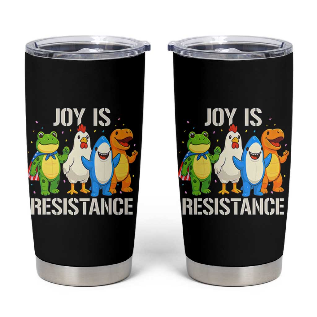 Portland Protest Inflatable Mascot Parade Tumbler Cup Joy Is Resistance Resist Frog Shark Chicken Dino - Wonder Print Shop