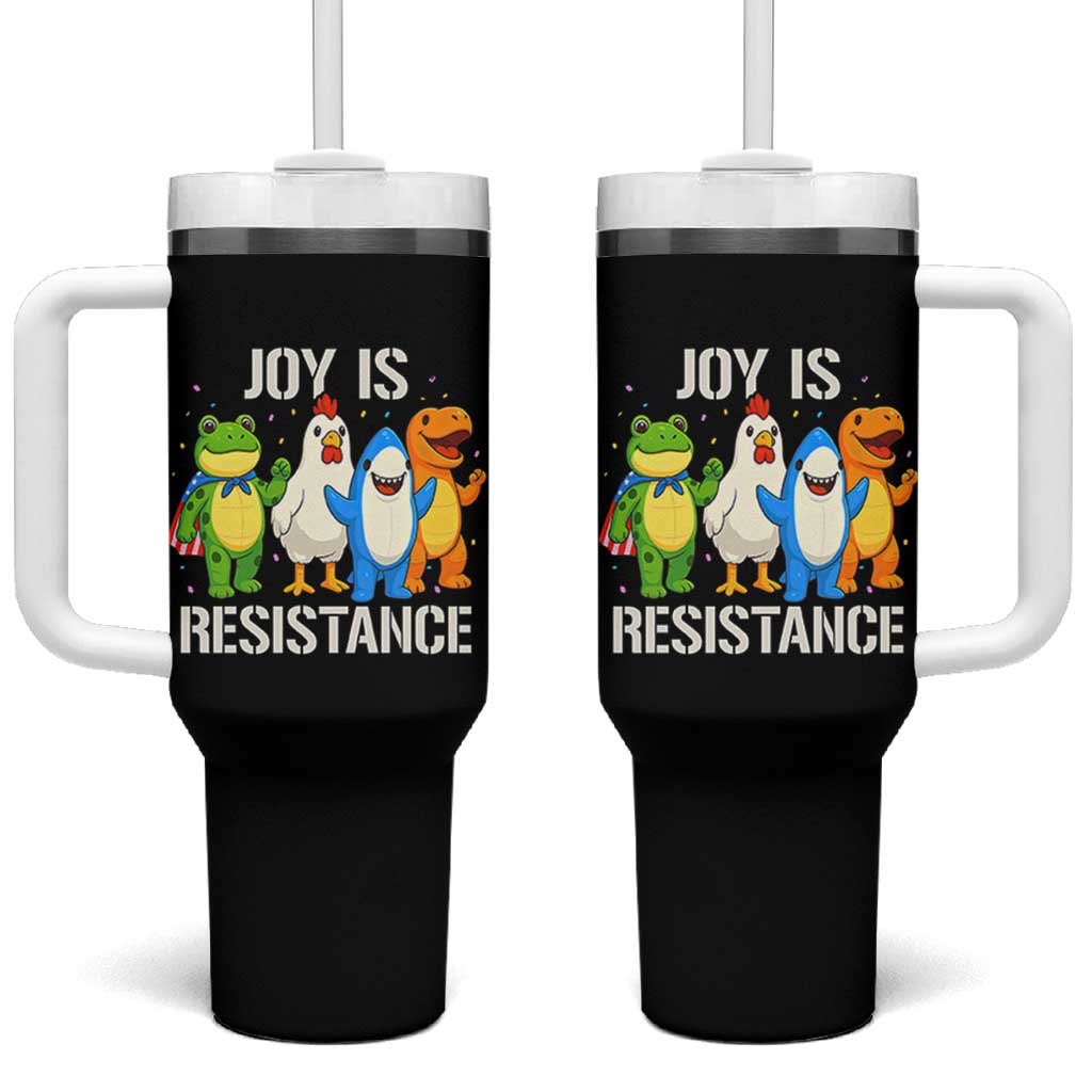 Portland Protest Inflatable Mascot Parade Tumbler With Handle Joy Is Resistance Resist Frog Shark Chicken Dino - Wonder Print Shop