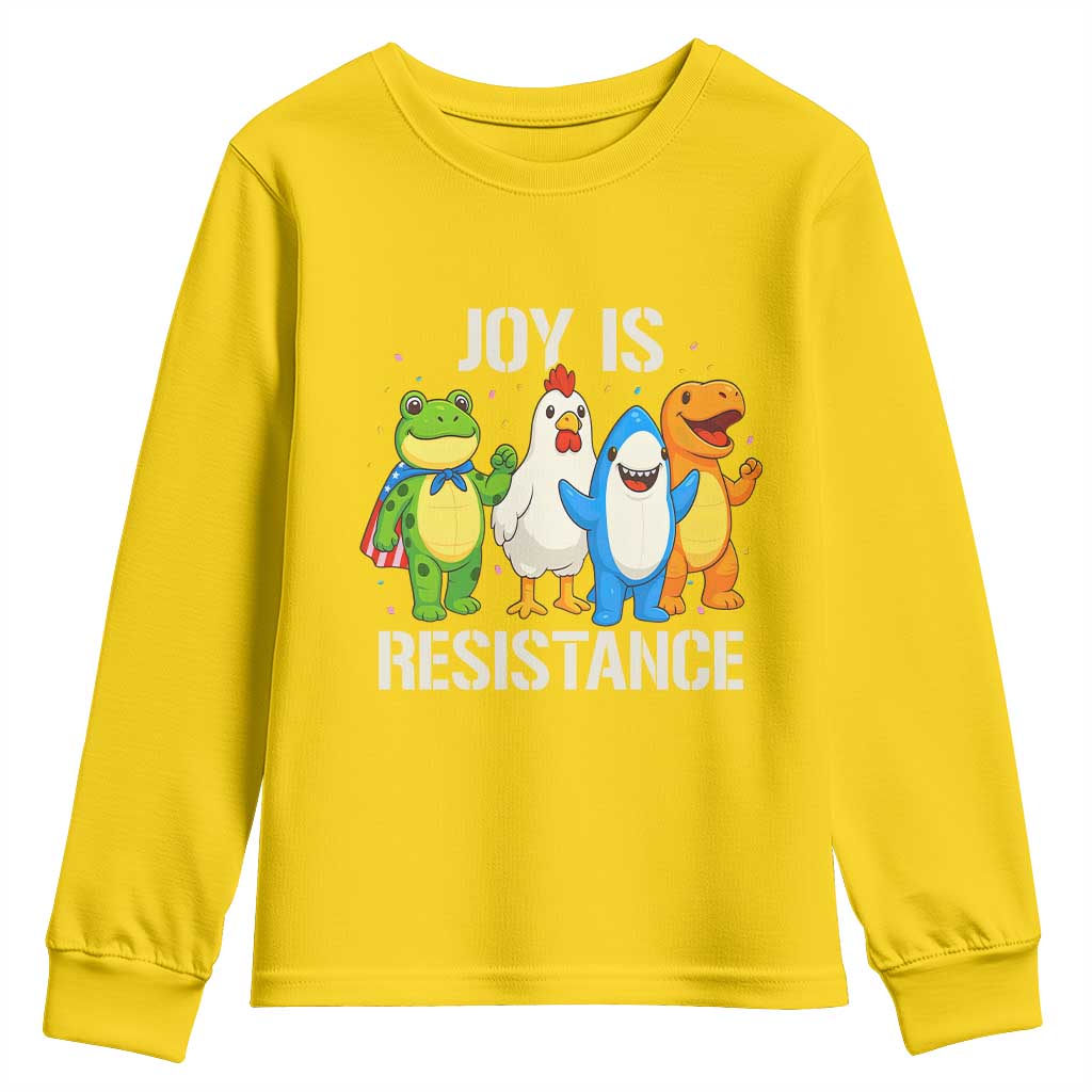 Portland Protest Inflatable Mascot Parade Youth Sweatshirt Joy Is Resistance Resist Frog Shark Chicken Dino - Wonder Print Shop