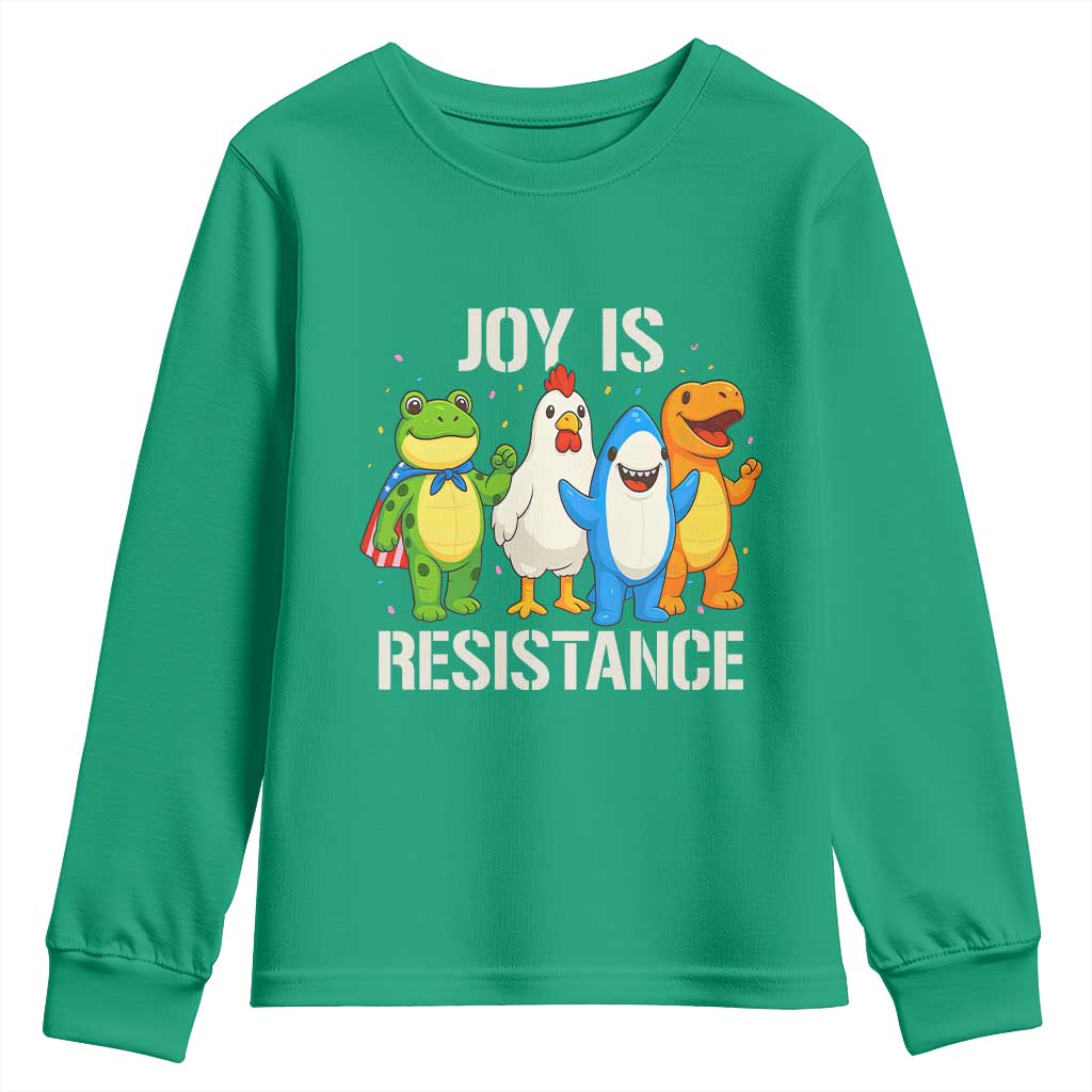 Portland Protest Inflatable Mascot Parade Youth Sweatshirt Joy Is Resistance Resist Frog Shark Chicken Dino - Wonder Print Shop
