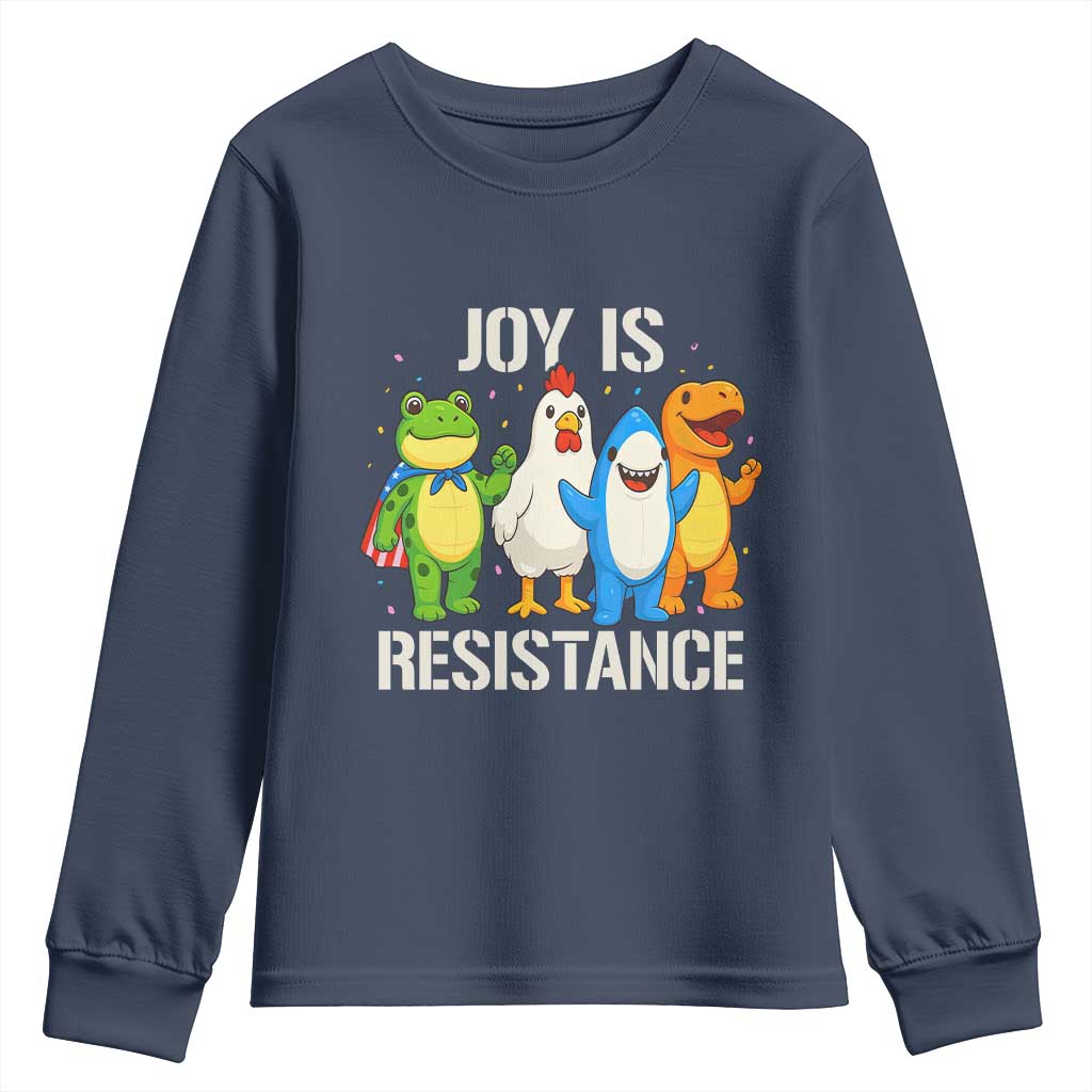 Portland Protest Inflatable Mascot Parade Youth Sweatshirt Joy Is Resistance Resist Frog Shark Chicken Dino - Wonder Print Shop