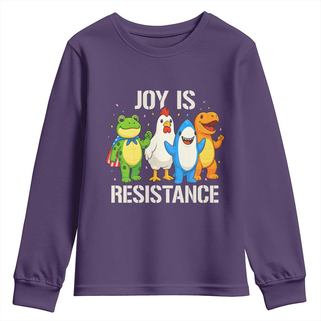 Portland Protest Inflatable Mascot Parade Youth Sweatshirt Joy Is Resistance Resist Frog Shark Chicken Dino - Wonder Print Shop