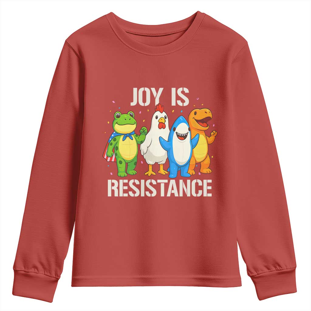 Portland Protest Inflatable Mascot Parade Youth Sweatshirt Joy Is Resistance Resist Frog Shark Chicken Dino - Wonder Print Shop